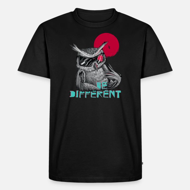 Be different Eule - einzigartig & besonders - Männer Premium Bio T-Shirt - Schwarz