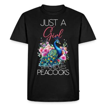 Peacock Flowers Peacock Feather Exotic Colorful Colorful - Men's Premium Organic T-Shirt - black - Front - Nico (187cm)