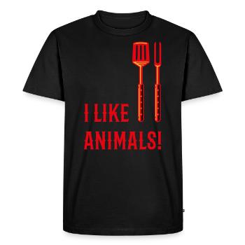 I Like Animals! (Grillbesteck / 3C) - Männer Premium Bio T-Shirt - Schwarz - Vorne - Nico (187cm)