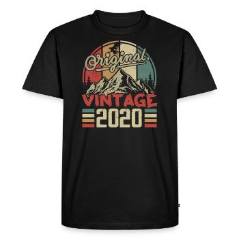 Vintage 2020 Retro Birthday Gift Born In 2020 - Men's Premium Organic T-Shirt - black - Front - Nico (187cm)