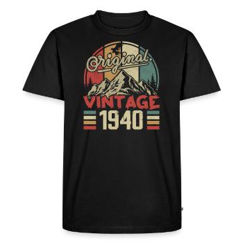 Vintage 1940's Retro Birthday Gift Born In 1940 - Men's Premium Organic T-Shirt - black - Front - Nico (187cm)