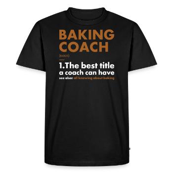 Baker Coach Définition Pâtisserie - T-shirt Premium bio Homme - noir - Devant - Nico (187cm)