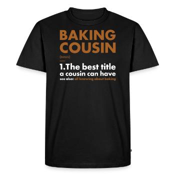 Baker Cousin Définition Cuisson - T-shirt Premium bio Homme - noir - Devant - Nico (187cm)