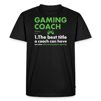 Gamer Coach Définition du jeu - T-shirt Premium bio Homme - noir - Devant - Nico (187cm)