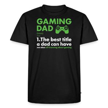 Gamer Dad Définition Jeux - T-shirt Premium bio Homme - noir - Devant - Nico (187cm)