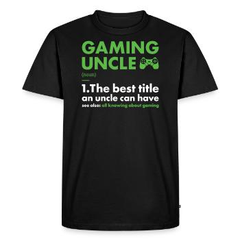 Oncle Gamer Définition Gaming - T-shirt Premium bio Homme - noir - Devant - Nico (187cm)