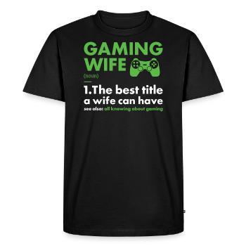Gamer Femme Définition Jeux - T-shirt Premium bio Homme - noir - Devant - Nico (187cm)