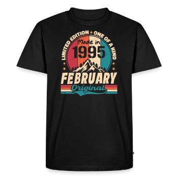 Cadeau 29e Anniversaire Vintage Né En Février 1995 - T-shirt Premium bio Homme - noir - Devant - Nico (187cm)