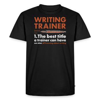 Rédaction de définitions de formateur d’écrivains - T-shirt Premium bio Homme - noir - Devant - Nico (187cm)