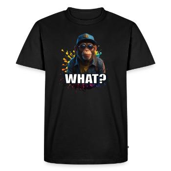 Cool Monkey T-Shirt – WHAT – Monkey with Sunglasses - Men's Premium Organic T-Shirt - black - Front - Nico (187cm)