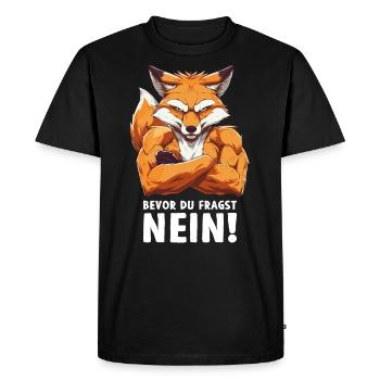 Renard, Forêt, Animal, Nature Sauvage Avant de demander Non - T-shirt Premium bio Homme - noir - Devant - Nico (187cm)