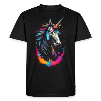 Licorne néon colorée - un paysage de rêve - T-shirt Premium bio Homme - noir - Devant - Nico (187cm)