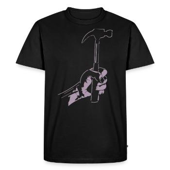 Zimmerer Hammer Silhouette Minimaliste - T-shirt Premium bio Homme - noir - Devant - Nico (187cm)