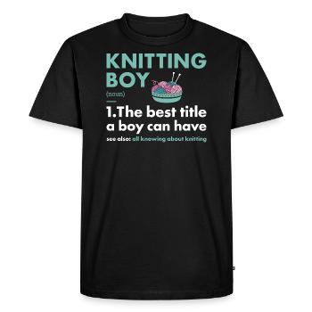 Knitter Boy Definition Knitting - Men's Premium Organic T-Shirt - black - Front - Nico (187cm)
