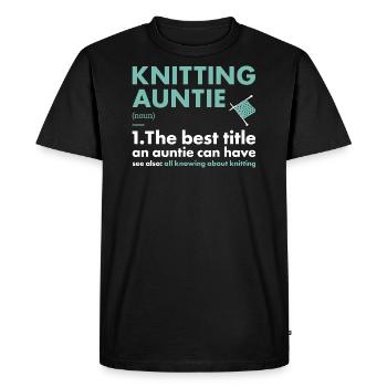 Knitter Auntie Definition Knitting - Men's Premium Organic T-Shirt - black - Front - Nico (187cm)