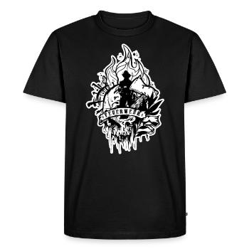 Fire Brigade Flames Skull Firefighter - Men's Premium Organic T-Shirt - black - Front - Nico (187cm)