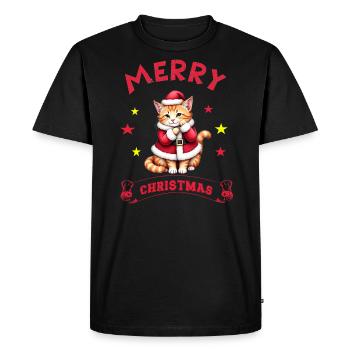 Joyeux Noël Catmas Chaton Chat Mignon - T-shirt Premium bio Homme - noir - Devant - Nico (187cm)