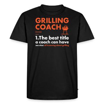 Griller Coach Definition Grilling - Men's Premium Organic T-Shirt - black - Front - Nico (187cm)