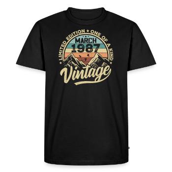Mars 1987 Anniversaire - Né en Mars 1987 - T-shirt Premium bio Homme - noir - Devant - Nico (187cm)