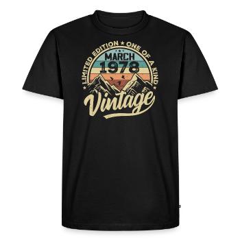 Mars 1978 Anniversaire - Né en mars 1978 - T-shirt Premium bio Homme - noir - Devant - Nico (187cm)
