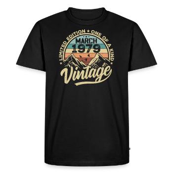 Mars 1979 Anniversaire - Millésime Mars 1979 - T-shirt Premium bio Homme - noir - Devant - Nico (187cm)