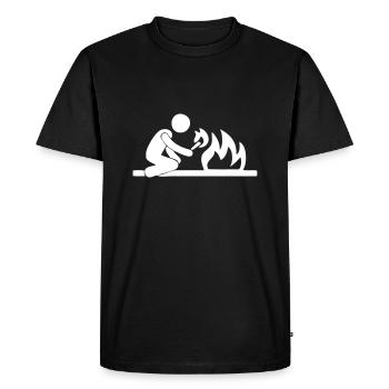 Qui joue avec le feu - T-shirt Premium bio Homme - noir - Devant - Nico (187cm)