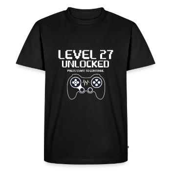 Gamer 27 years old 27th Bday Level 27 Unlocked - Men's Premium Organic T-Shirt - black - Front - Nico (187cm)