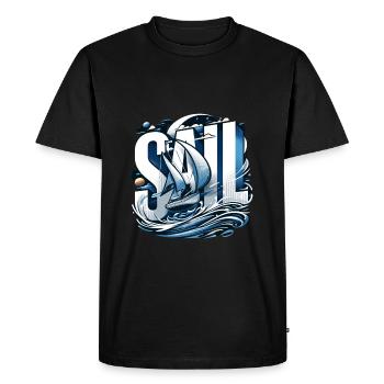 Sailors go sailing for a sailing trip with sailboat - Men's Premium Organic T-Shirt - black - Front - Nico (187cm)
