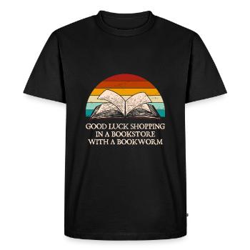 Bonne chance shopping à lustigen Buchliebhabe - T-shirt Premium bio Homme - noir - Devant - Nico (187cm)