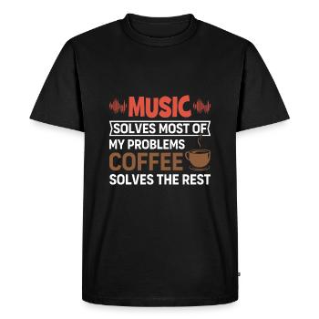 La musique résout mes problèmes, le café résout le reste - T-shirt Premium bio Homme - noir - Devant - Nico (187cm)