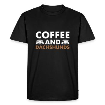 Café et teckel - T-shirt Premium bio Homme - noir - Devant - Nico (187cm)