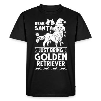 Golden Retriever Dog Puppy Owner Christmas - Men's Premium Organic T-Shirt - black - Front - Nico (187cm)