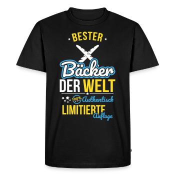 Best Baker in the World - 100% Authentic - Men's Premium Organic T-Shirt - black - Front - Nico (187cm)