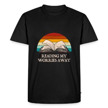Lire mes soucis loin drôles amateurs de livres H - T-shirt Premium bio Homme - noir - Devant - Nico (187cm)