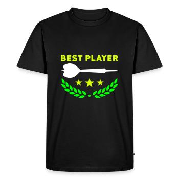 Meilleur joueur (fléchettes, trois étoiles, couronne de laurier) - T-shirt Premium bio Homme - noir - Devant - Nico (187cm)