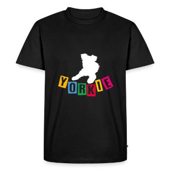 Yorkie Yorkshire Terrier avec des lettres colorées - T-shirt Premium bio Homme - noir - Devant - Nico (187cm)