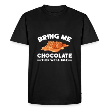 Apportez-moi du chocolat, puis nous parlerons - T-shirt Premium bio Homme - noir - Devant - Nico (187cm)