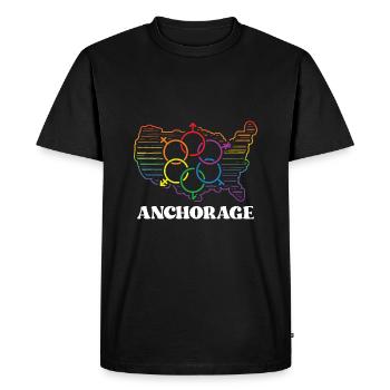 Anchorage Proud Flag Proud Month LGBTQ Flag LG - T-shirt Premium bio Homme - noir - Devant - Nico (187cm)
