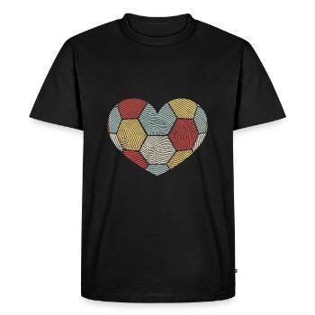 Handball Coeur Saint Valentin Empreinte Digitale Rétro - T-shirt Premium bio Homme - noir - Devant - Nico (187cm)