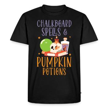 Chalkboard Magic & Pumpkin Potions Halloween - Men's Premium Organic T-Shirt - black - Front - Nico (187cm)