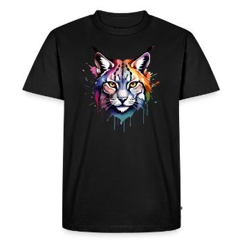 Lynx, Félin, Cool, Cool, Coloré, Aquarelle - T-shirt Premium bio Homme - noir - Devant - Nico (187cm)
