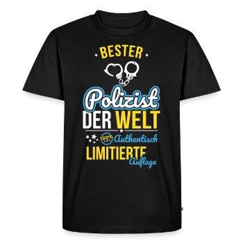 Best Policeman in the World - 100% Authentic - Men's Premium Organic T-Shirt - black - Front - Nico (187cm)