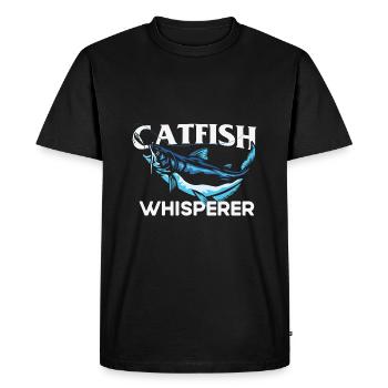 Citation amusante de poisson-chat Le poisson chuchoteur attrape Welsfis - T-shirt Premium bio Homme - noir - Devant - Nico (187cm)