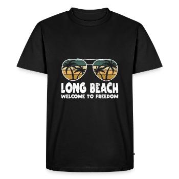 Long Beach Bienvenue à Freiheitserlaub - T-shirt Premium bio Homme - noir - Devant - Nico (187cm)