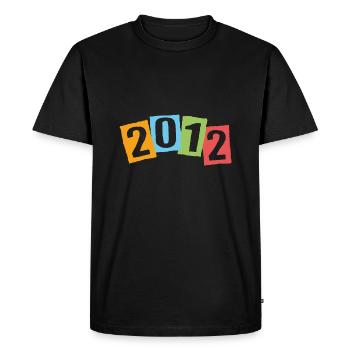 Born in 2012 – Birthday with big colorful numbers - Men's Premium Organic T-Shirt - black - Front - Nico (187cm)
