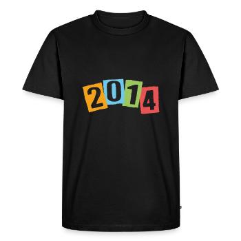 Born in 2014 – Birthday with big colorful numbers - Men's Premium Organic T-Shirt - black - Front - Nico (187cm)