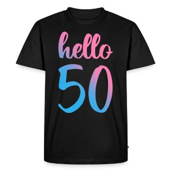 Hello Fifty II - Cadeau de 50e anniversaire - T-shirt Premium bio Homme - noir - Devant - Nico (187cm)