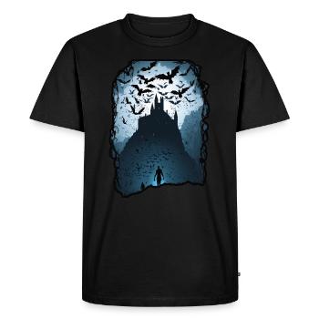 Vampire Castle Bat Halloween Creepy Blood - T-shirt Premium bio Homme - noir - Devant - Nico (187cm)