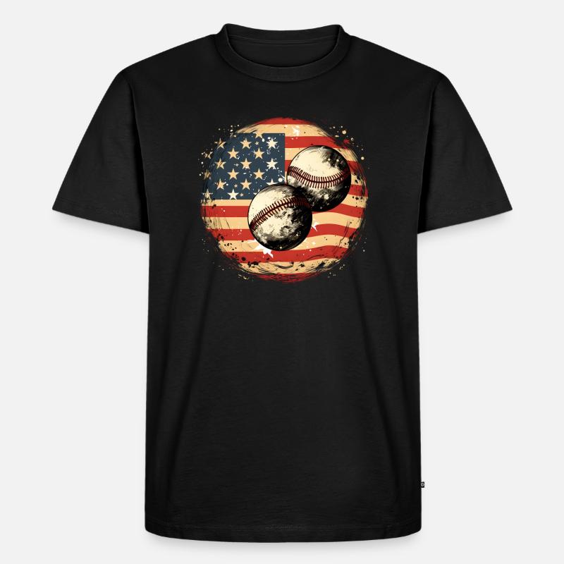 Baseball USA - Männer Premium Bio T-Shirt - Schwarz