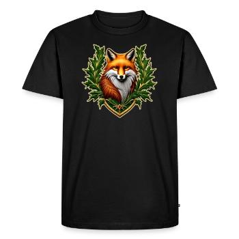 Armoiries avec renard - T-shirt Premium bio Homme - noir - Devant - Nico (187cm)